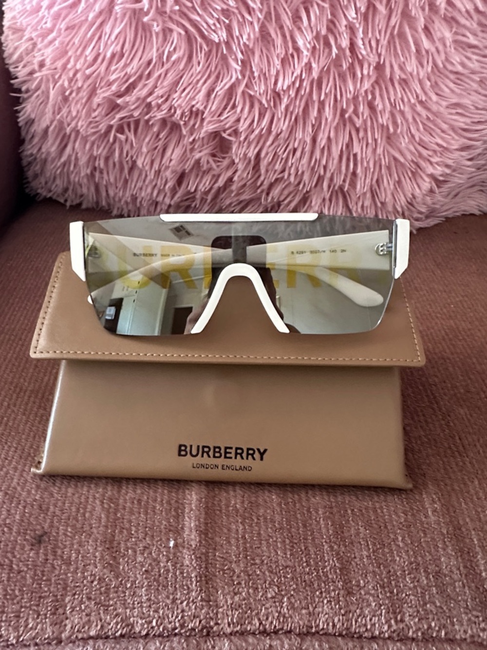 Burberry White Shield Sunglasses with Mirrored Lenses